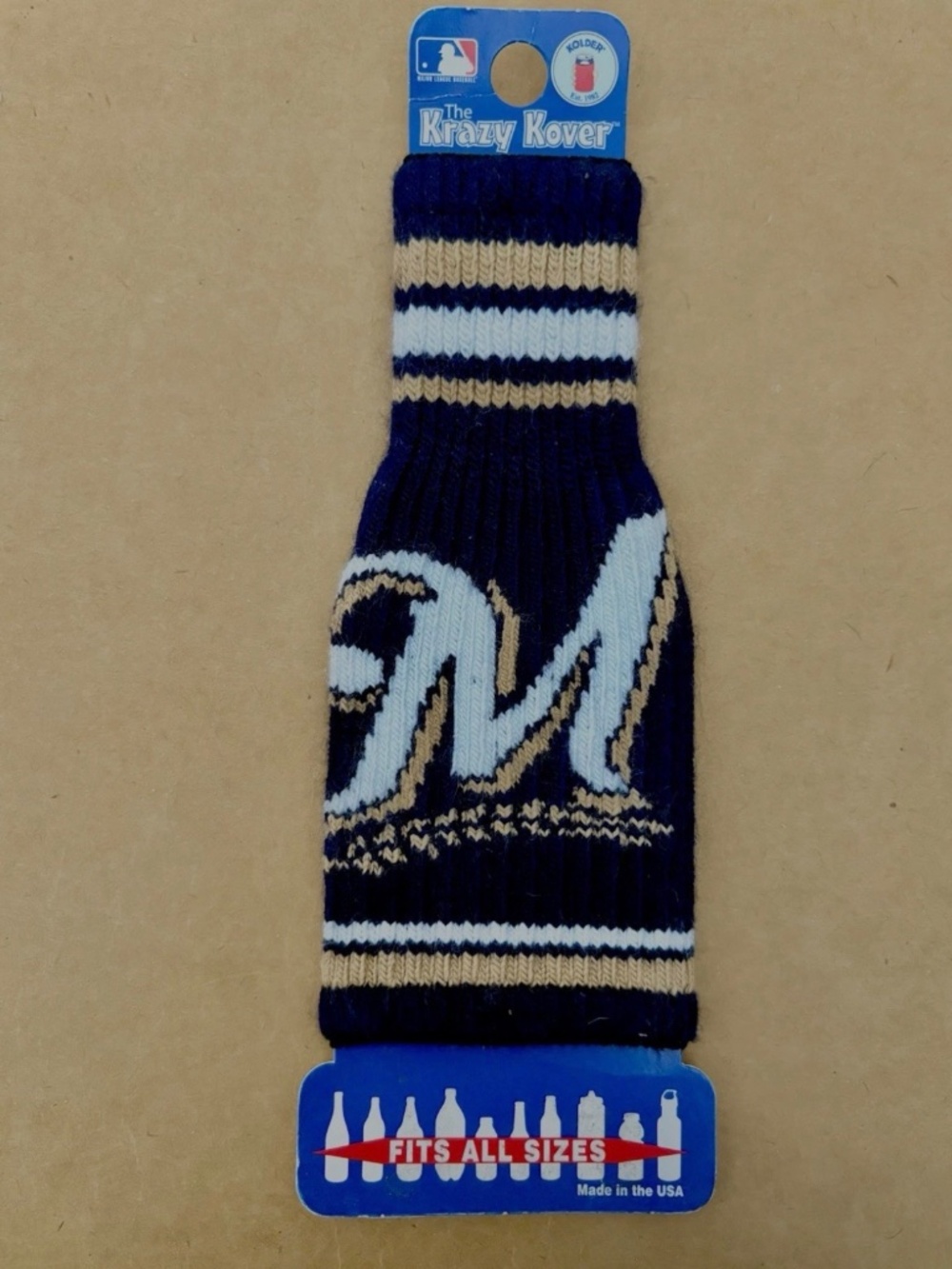MLB Milwaukee Brewers Drink Cover Koozie the Krazy Kover 2018 Retired Logo Rare
